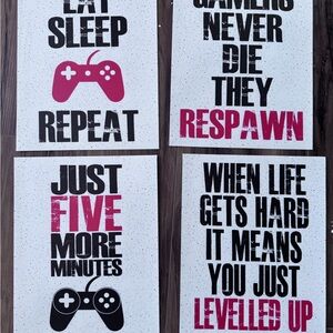 Funny Gamer Signs x4